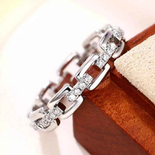 Jewelrieshub Women's Silver Chain Shape Accessory Ring