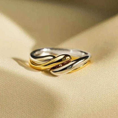 Jewelrieshub Women's Gold and Silver Statement Ring