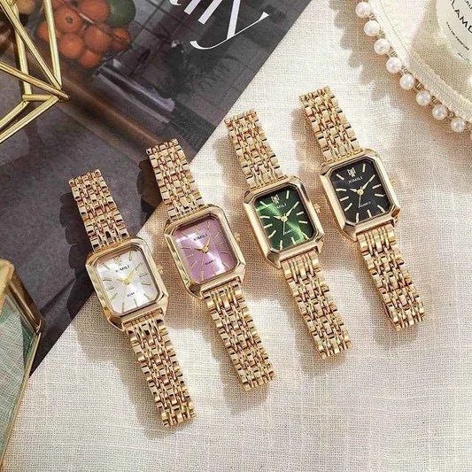 Qoraheyhub Luxury Quartz Wristwatch for Women – Elegant Gold Tone