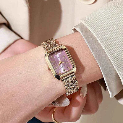 Qoraheyhub Luxury Quartz Wristwatch for Women – Elegant Gold Tone